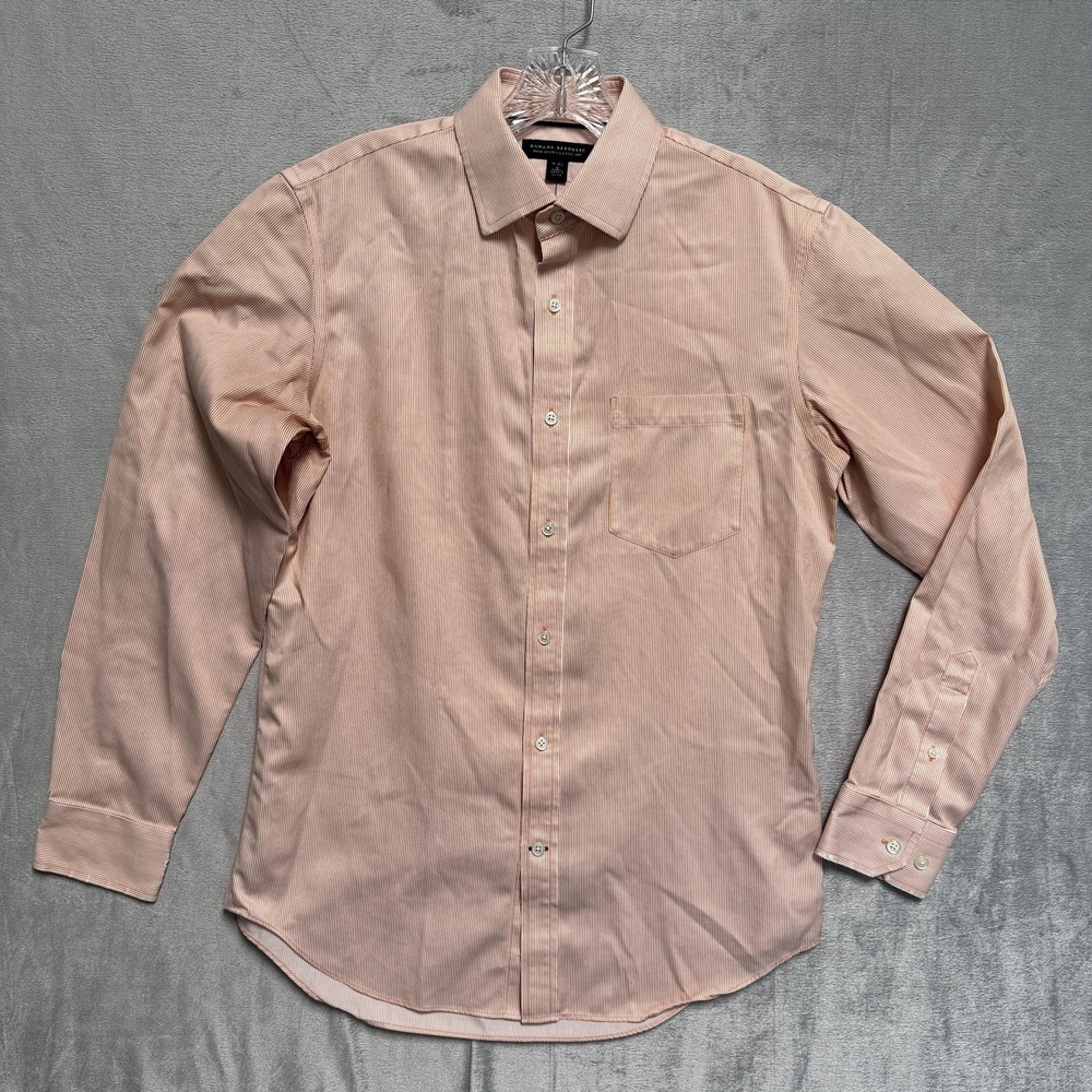Banana Republic Dress Shirt Mens Small Pink Pinstripe‎ Non Iron Long Sleeve